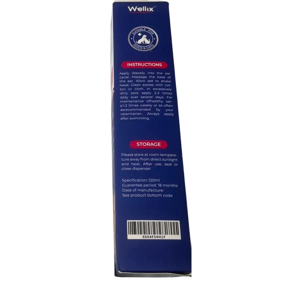 Wellix Ear Rinse for Dogs and Cats 4.06 Fl oz